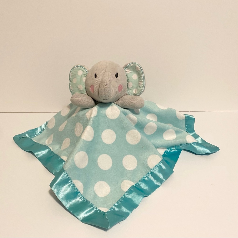 Circo Elephant Lovey Blue Polka Dot Boy Baby Security Blanket Satin NuNu Lovie